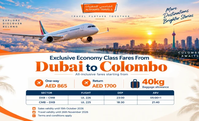 Dubai to Colombo – Special Flight Offers 2026