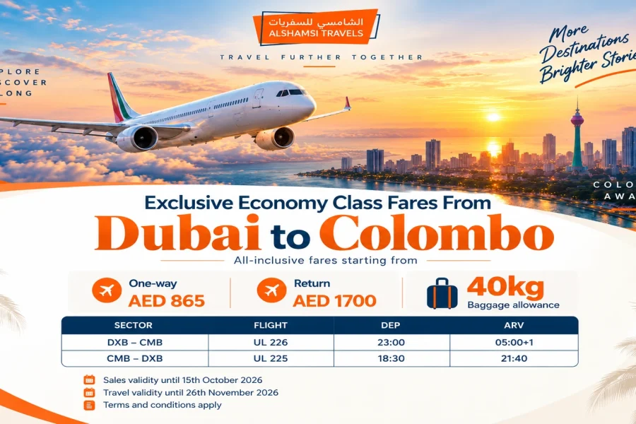 Dubai to Colombo – Special Flight Offers 2026